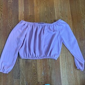 Polly & Esther Off-Shoulder Purple Blouse